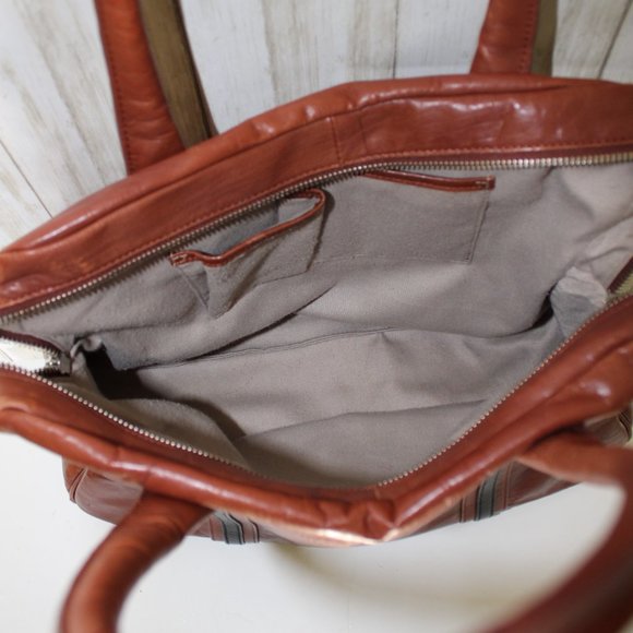 Halogen Cognac Leather Satchel Bag - Picture 4 of 10